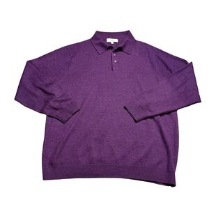 ✨💜‎ Turnbury Extra Fine Merino Wool Purple Knit Polo Sweater XL 💜✨